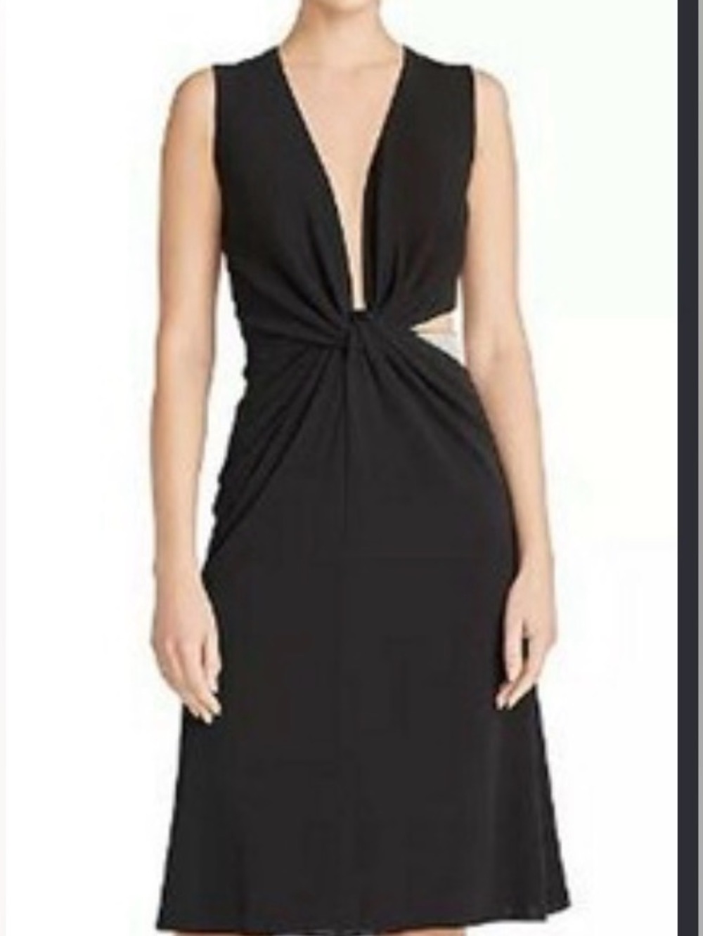 Like new Halston Selena midi Jersey Crystal strap twist front Cocktail Dress